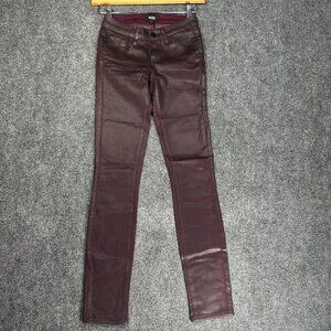 PAIGE Jeans Womens 25 Verdugo Ultra Skinny Purple Waxed Stretch Pockets Logo